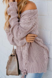 Pink Love Letters Cable Knit Lace Up Sweater