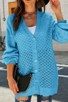Front Open Button Up Hollow Cardigan
