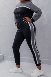 Plus Size Colorblock Two Pieces Set Sportswear