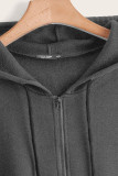 Drawstring Plus Size Coat with Hood