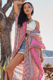 Boho Floral Print Open Front Kimono