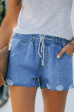 Distressed Ripped Pocketed Denim Shorts Unishe Wholesale