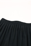 Black Solid Layered Ruffled Drawstring High Waist Maxi Skirt