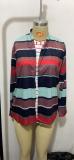 Striped Printed Long Sleeve Cardigans Cover Up