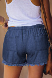 Casual Pocketed Frayed Denim Shorts