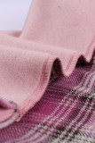 Pink Plaid Patchwork Long Sleeve Hoodies