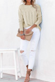 Plain Hollow Out Long Sleeve Sweater