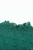 Green Swiss Dot Short Sleeve Flowy Top