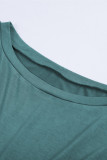 Sky Blue Crewneck Long Sleeve Shirred Split Bodycon Dress