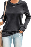 Black Wash Fleece Pullover Sweatshirt