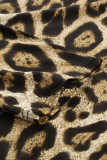Leopard Striped Splicing Long Sleeve Tee