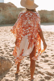 Floral Mid-Length Side Slits Chiffon Cover Up