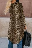 Brown Leopard Print Long Cardigan