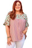 Leopard Striped Print Plus Size Top