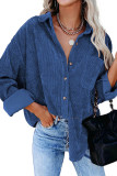 Corduroy Button Down Pocketed Shacket Shirt Women UNISHE Wholesale