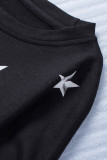 Striped Star Print Patchwork Long Sleeve Top