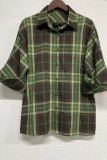 Plaid Half Sleeves Open Button Shirts