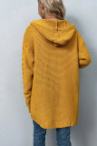 Plain Cable Knit Front Open Sweater Cardigans with Hood