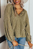 Green Swiss Dot Raglan Sleeves Knit Top