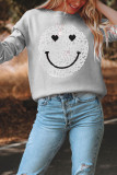 Smile Pattern Long Sleeve Pullover Sweater
