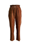 Camel Corduroy Straight Leg Pants