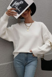 Cable Knit Sleeves Plain Pullover Sweaters