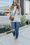 White Halter Neck Tie Waist Floral Tank