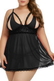 Black Plus Size Peek-a-boo Valentine Babydoll