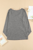 Gray Round Neck Loose Long Sleeve Top