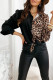 Black Leopard Patchwork Long Sleeve Shirt
