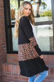 Black Leopard Splicing Colorblock Cardigan
