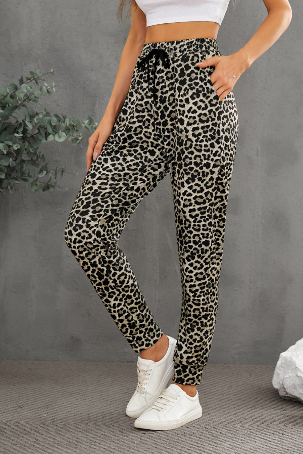 Leopard Print High Waist Slim-fit Pants