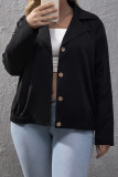 Black Plus Size Button Jacket