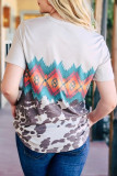 Multi-color Aztec Geometric Print T-shirt