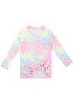 Pink Tie Dyed Twist Knot Girl's Long Sleeve Top