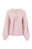 Cable Knit Front Open Hood Cardigan