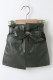 Girl Pockets Waist Tie PU Skirts