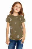 Brown Dandelion Print Little Girl Tee