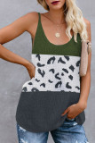 Green Colorblock Spotted Splicing Knit Tank