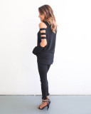 Black Cut Of Shoulder Shirt