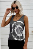 Gray Tie-dye Print Tank Top