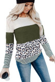 Leopard Splicing Stripes Top
