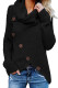 Black Buttoned Wrap Turtleneck Sweater