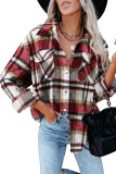 Geometric Plaid Print Pocketed Shirt