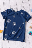 Blue Dandelion Print Little Girl Tee