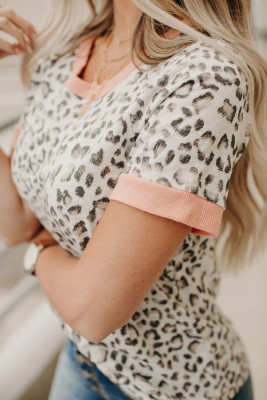 Pink Trim Leopard Tee