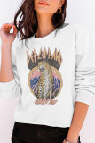 Tiger Print O-neck Long Sleeve Sweatshirts Women UNISHE Wholesale