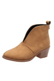 Leopard and Plain Front Cut Short Boots
