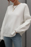 Cable Knit Sleeves Plain Pullover Sweaters