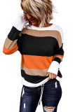 Orange Colorblock Knit Sweater